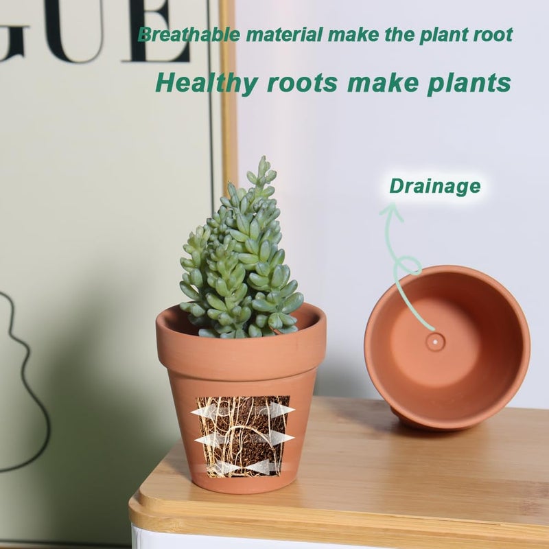 vensovo 3 Inch Terra Cotta & Terracotta Pots with Drainage - 20 Pack Clay Flowerpots, Succulent Nursery Planter Great for Plants, Crafts, Wedding Favor - Image 3